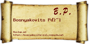 Bosnyakovits Pál névjegykártya